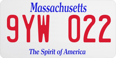 MA license plate 9YW022