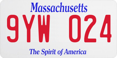 MA license plate 9YW024