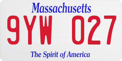 MA license plate 9YW027