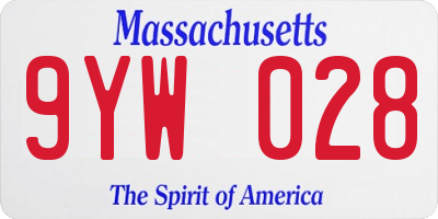MA license plate 9YW028