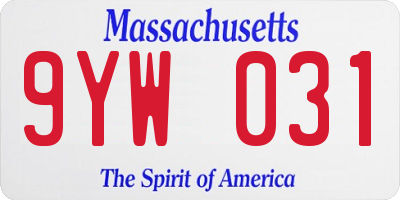 MA license plate 9YW031