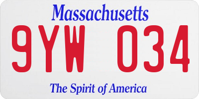 MA license plate 9YW034