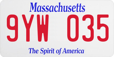 MA license plate 9YW035