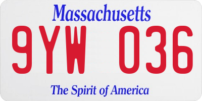 MA license plate 9YW036