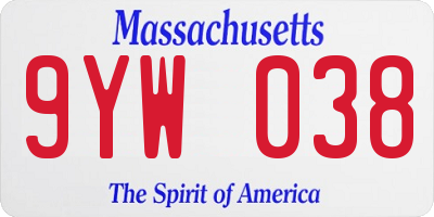 MA license plate 9YW038