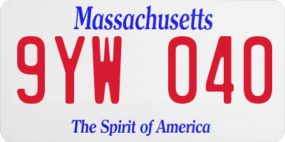 MA license plate 9YW040