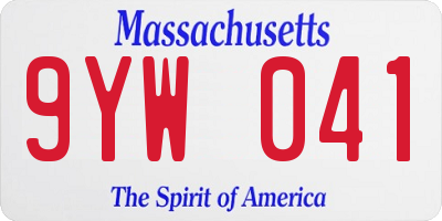 MA license plate 9YW041