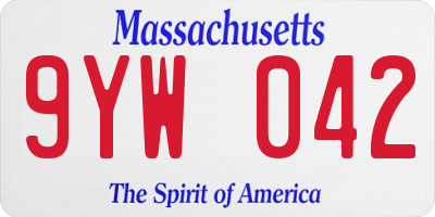 MA license plate 9YW042