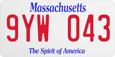 MA license plate 9YW043