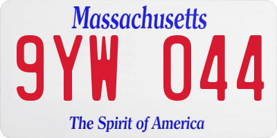 MA license plate 9YW044