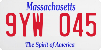 MA license plate 9YW045