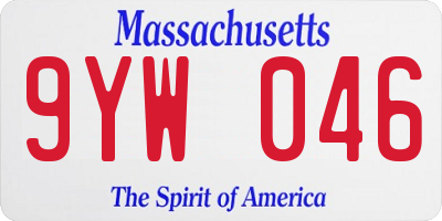 MA license plate 9YW046