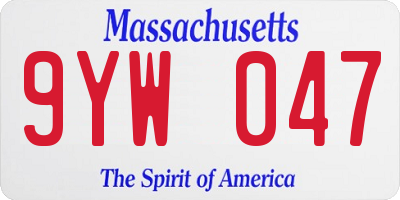 MA license plate 9YW047