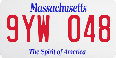 MA license plate 9YW048