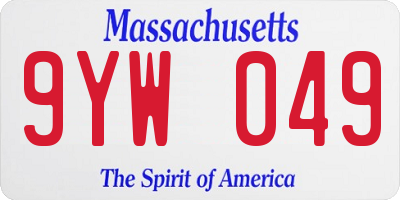 MA license plate 9YW049