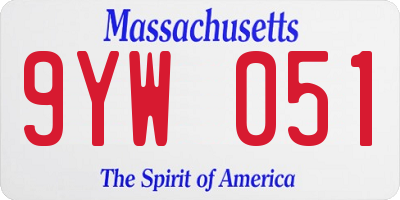MA license plate 9YW051