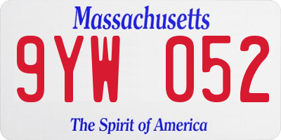 MA license plate 9YW052