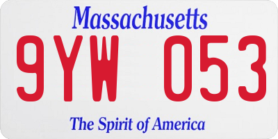 MA license plate 9YW053