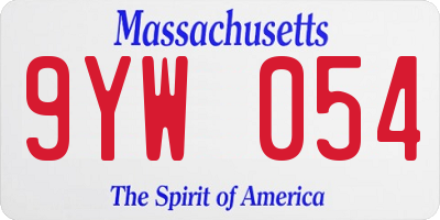 MA license plate 9YW054
