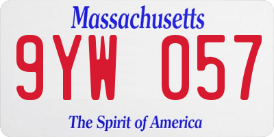 MA license plate 9YW057