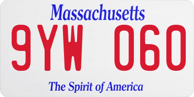 MA license plate 9YW060
