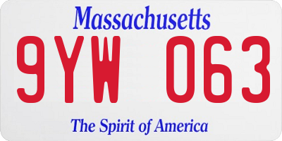 MA license plate 9YW063