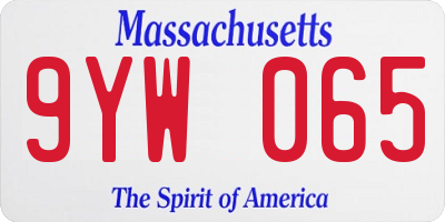 MA license plate 9YW065
