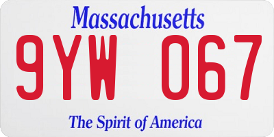 MA license plate 9YW067