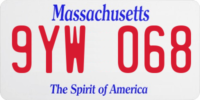 MA license plate 9YW068