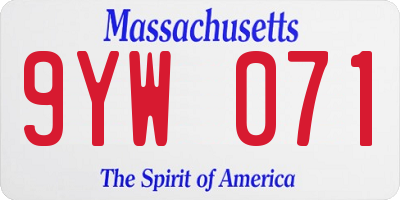 MA license plate 9YW071