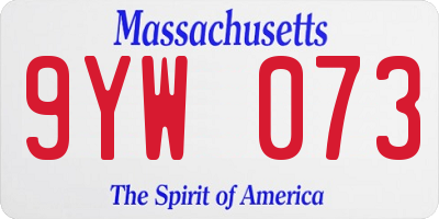 MA license plate 9YW073