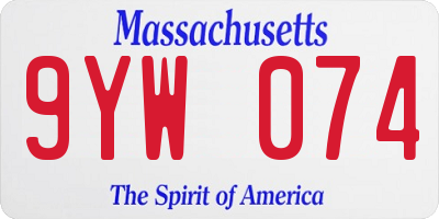MA license plate 9YW074