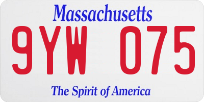 MA license plate 9YW075