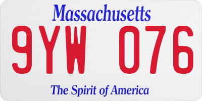 MA license plate 9YW076