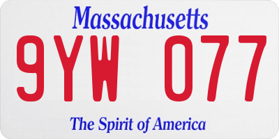 MA license plate 9YW077
