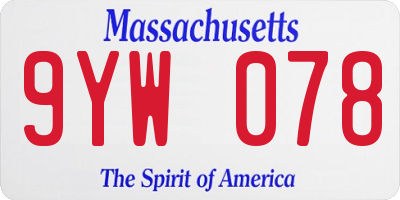 MA license plate 9YW078