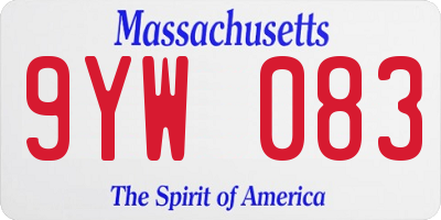 MA license plate 9YW083