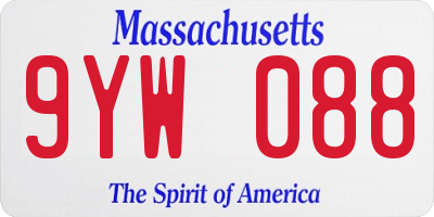 MA license plate 9YW088