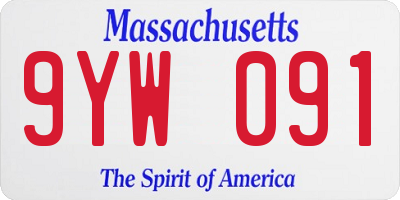 MA license plate 9YW091