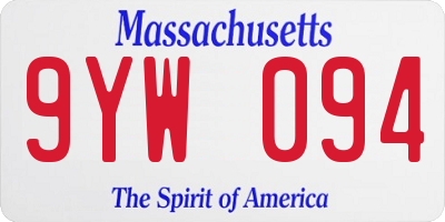MA license plate 9YW094