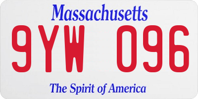 MA license plate 9YW096