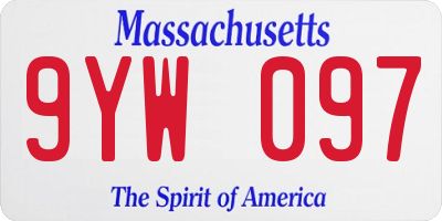 MA license plate 9YW097