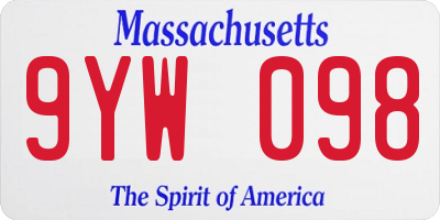 MA license plate 9YW098