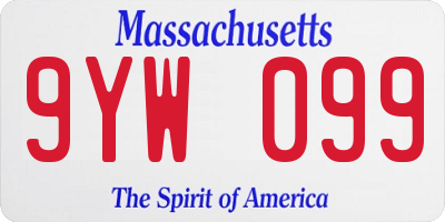 MA license plate 9YW099
