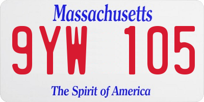 MA license plate 9YW105