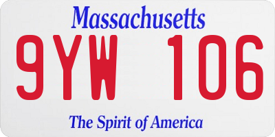 MA license plate 9YW106
