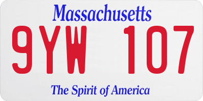 MA license plate 9YW107