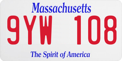 MA license plate 9YW108