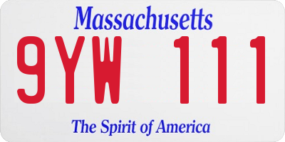 MA license plate 9YW111