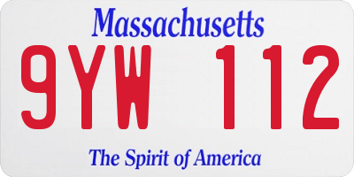 MA license plate 9YW112
